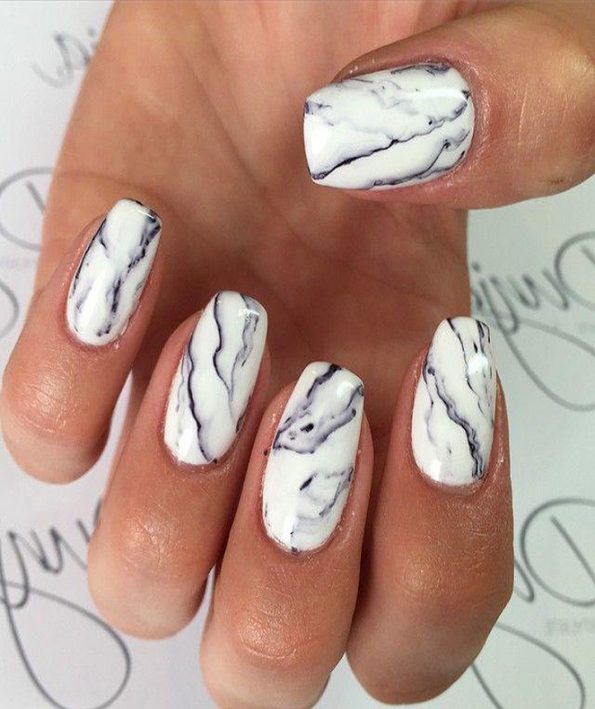 Simple marble design ideas with gel lacquer ایده های ساده طراحی سنگ مرمر با لاک ژل